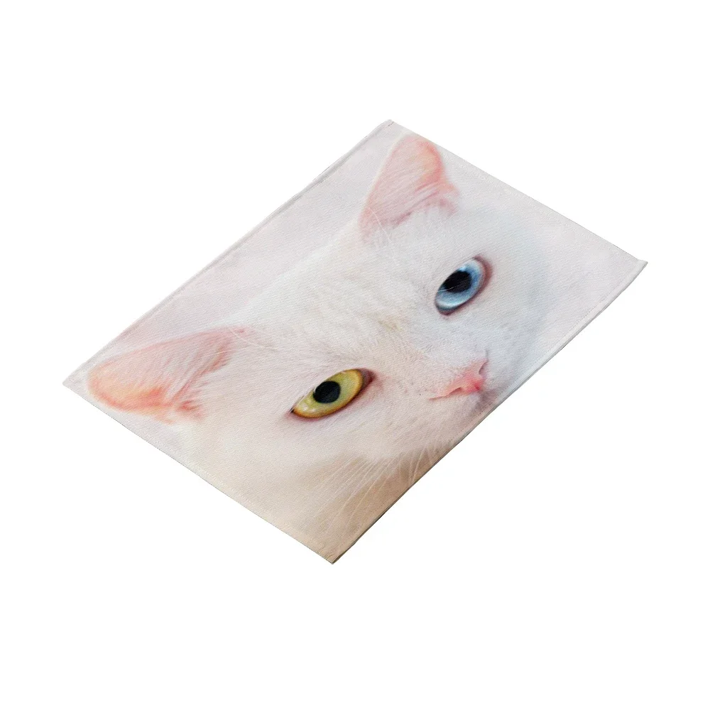 Printing Cute Cat Face Placemat Non-Slip Heat Resistant Washable Kitchen Table Plate Bowl Coaster Children\'s Tablecloth