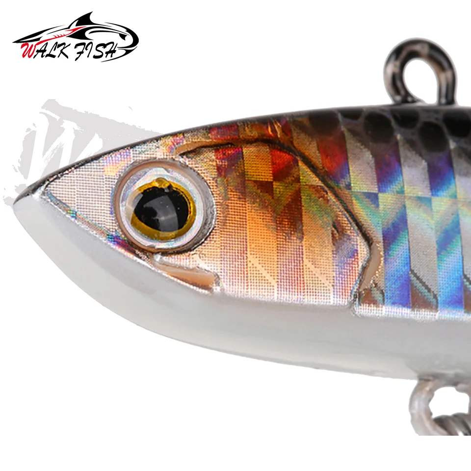 WALK Fish 1PCS Winter Bass VIB Fishing Lures Mini Slight 75mm 15g Sinking Vibration Hard Ice Baits Pike Wobblers Pesca
