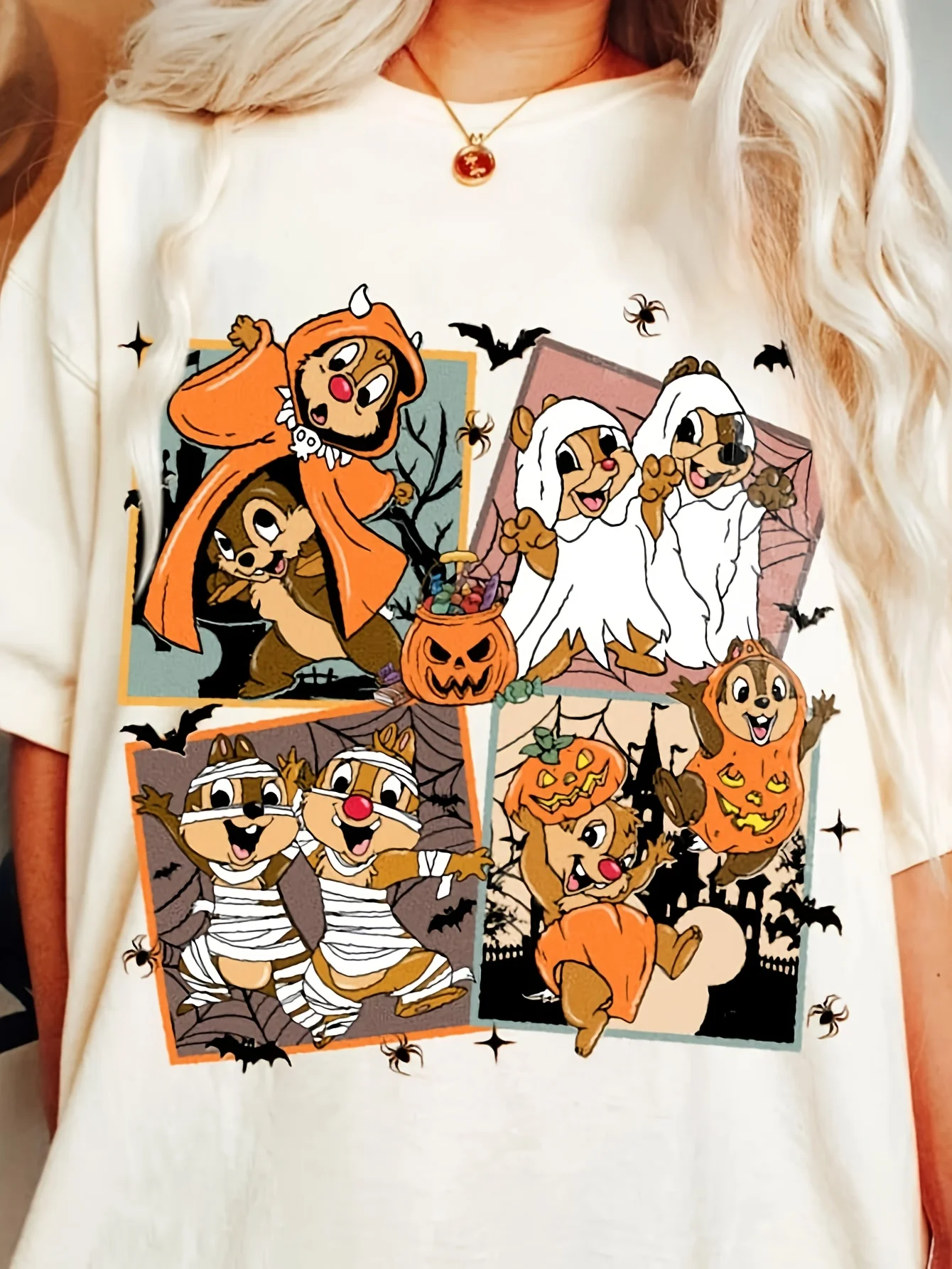 قميص ديزني تشيب ديل للهالوين - Ghost Mom، قمصان مطبوعة للحفلات التنكرية للرجال والنساء-