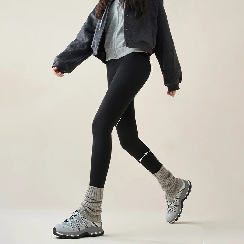 Damskie sportowe spodnie do jogi z koreańskiej skóry rekina na rok 2025, ocieplane pluszem, termiczne legginsy na jesień i zimę, do biegania, jazdy na rowerze, codzienne legginsy.