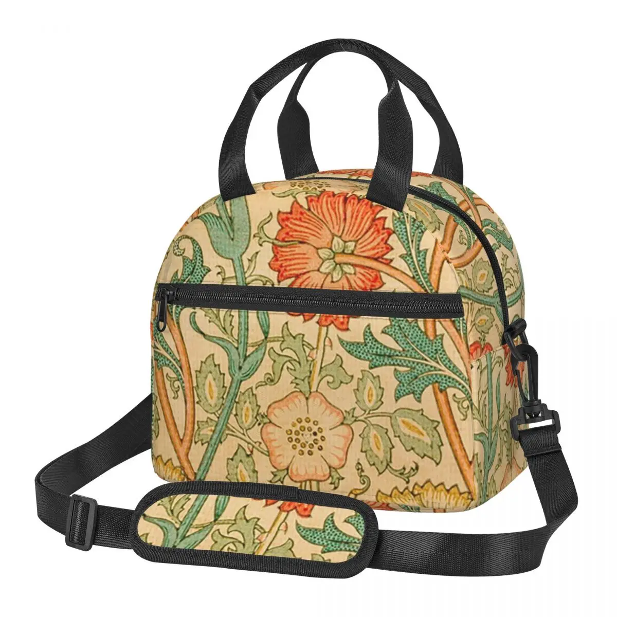 

Изолированная сумка для обеда Pink And Rose от William Morris 1890 для женщин и детей, портативные контейнеры для еды, термосумка для обеда