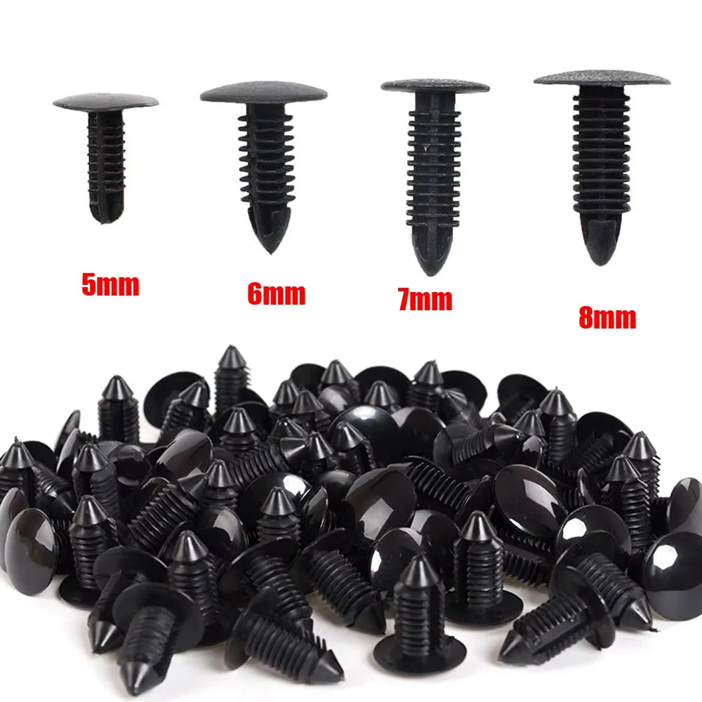

Universal 40PCS Black Plastic Rivet Push-in Car Trunk Roof Trim Panel Fastener Clips Set 5mm 6mm 7mm 8mm Sizes Auto Repair Parts