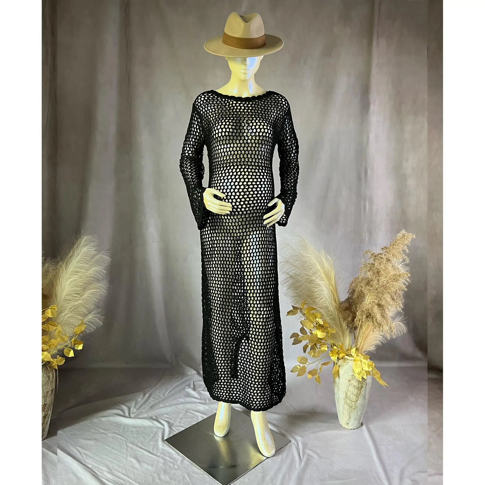 Don&Judy Woman Cover-up Long Skirt Sexy Knit For Pregnant Woman Tops Long Sleeves For Baby Shower Photography Clothing