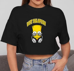 Bart Ska-Mpson The Simpsons Women T-Shirt cropDisney Cotton O-Neck Tee Shirt Novelty Casual Anime Tshirt Loose Short Tops