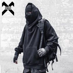 2023 Double Neckline Hoodie Techwear Harajuku Men Functional Hoodies Hip Hop Streetwear Pullover Sweatshirts Oversized Cotton