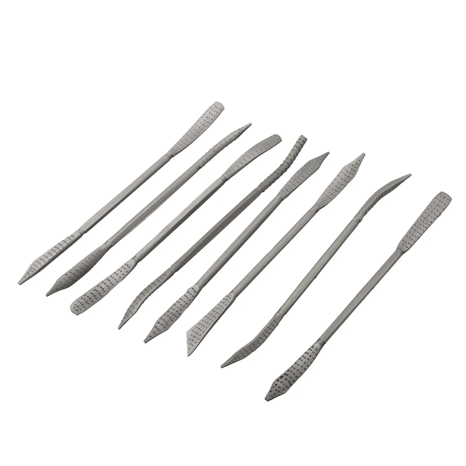 8pcs Coarse Riffler Files 190mm Carbon Steel Curved Hand Tools Wood Rasp File Set Woodworking Carving High Quality
