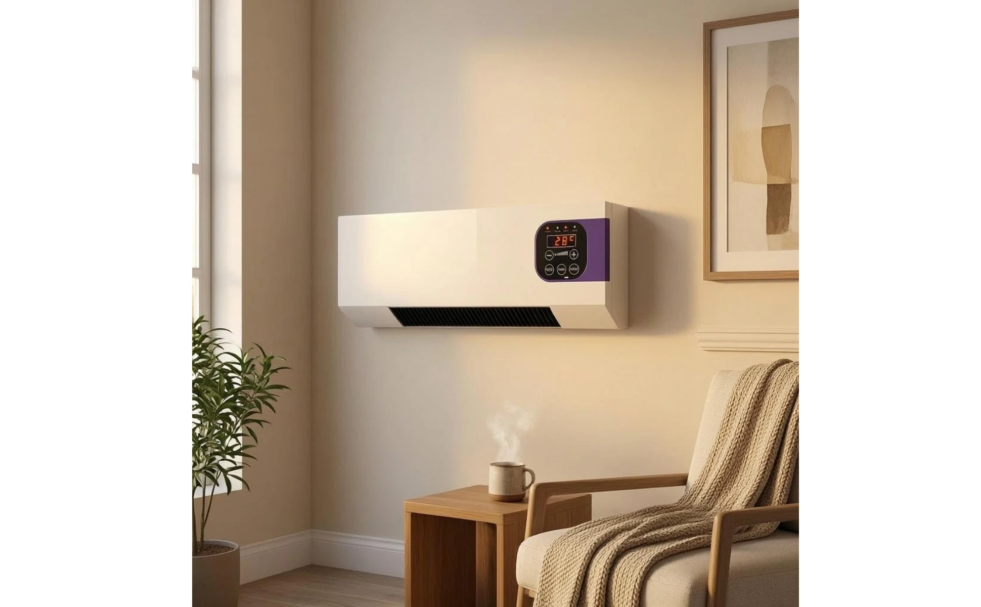 Wall-Mounted Electric Heater 2000W Electric Wall Heater Home Heating White Black Grille Wall-Mounted Electric Heater 2000W Electric Wall Heater Home Heating White Black Grille
