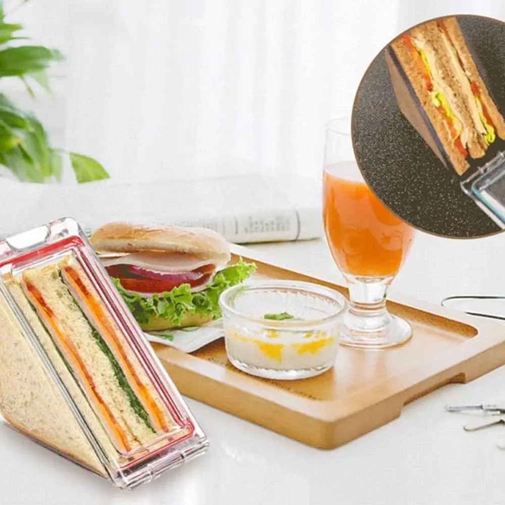 Reusable Triangle Sandwich Container Baking Pastry Tools Bento Box Lunch Wedge Boxes Acrylic Clear DIY Sandwich Maker for Kids