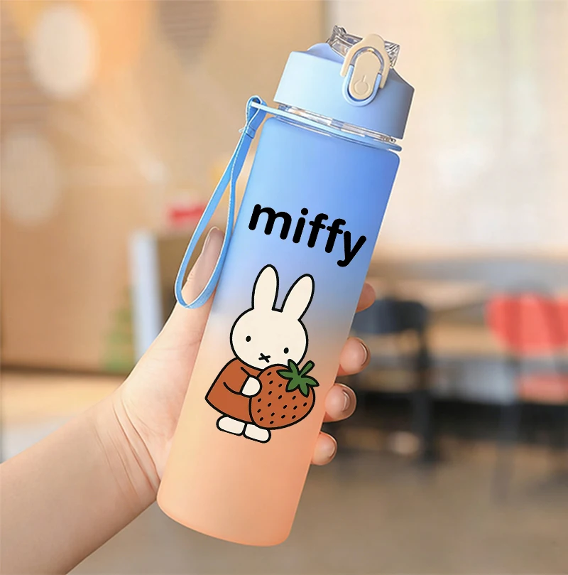 

750ml Miffys Gradient Water Bottle Girl Boy Kawaii Leak Proof Water Cup Cartoon Cute Outdoor Sport Gym Jug Portable Reusable Cup