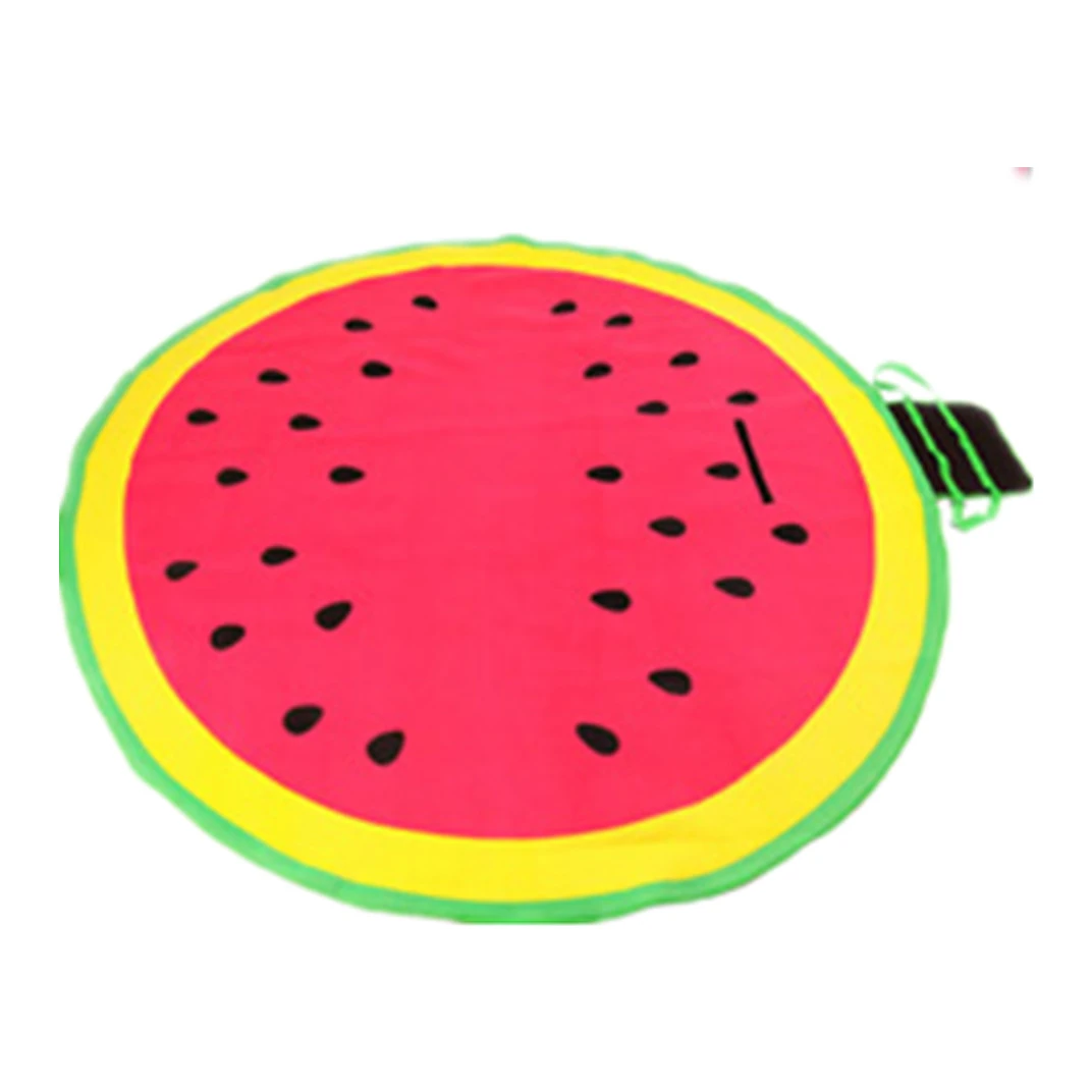 

Folding up Round Circle Watermelon Fleece Picnic Blanket