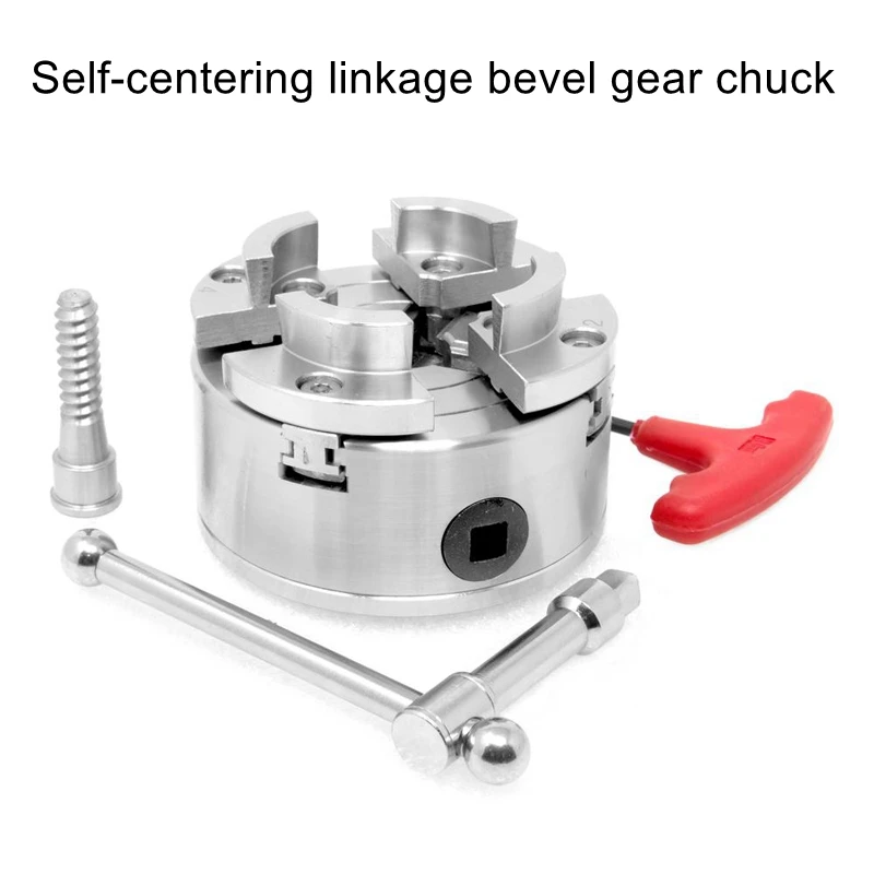 4 inch 6 inch self-centering linkage bevel gear chuck round claw 4 four-claw chuck woodworking lathe woodworking rotary chuck