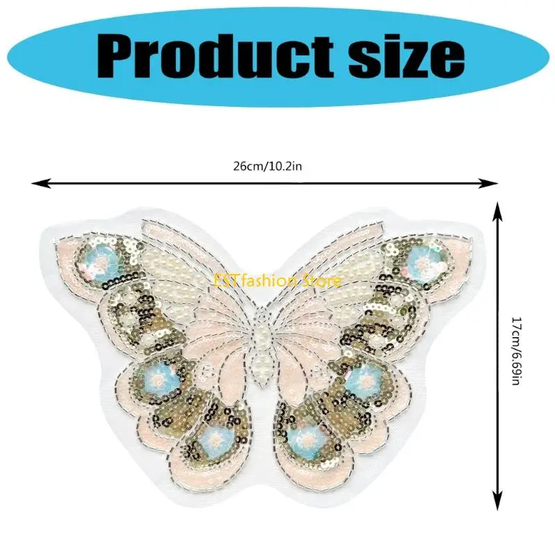 Y5GC Environmentally Friendly Glittering Butterfly Iron On Design With Beads For Kids Crafts And Clothing