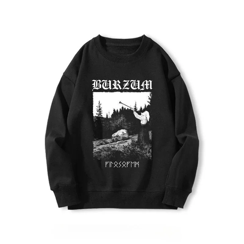 سويت شيرت Burzum Band للرجال والنساء بلوزات بغطاء للرأس بشريط معدني Y2k بلوفر كبير الحجم ملابس ماركة ملابس رجالية ملابس الشارع