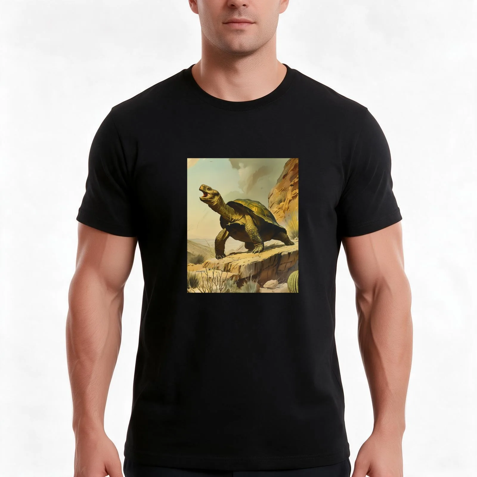 Howling Desert Tortoise T-Shirt Summer Casual Cotton Tee Oversized Streetwear Tops Vintage Graphic Print Unisex Men Women