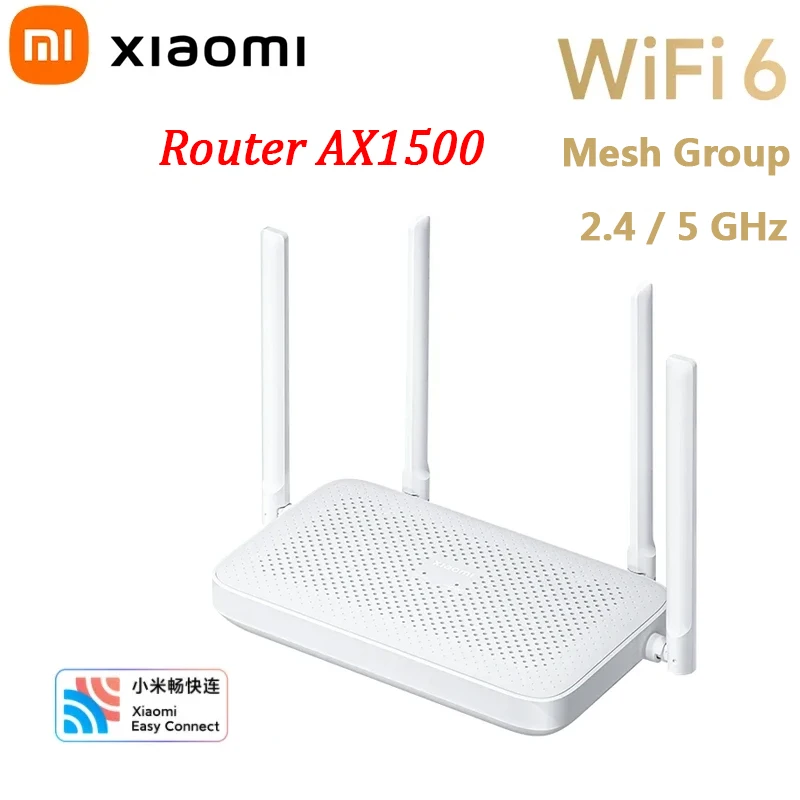 Xiaomi Router AX1500 WiFi 6 2.4/5GHz Mesh System Dual Band Gigabit Work with Mi Home App Network Cable Wifi Extender Port MiWifi