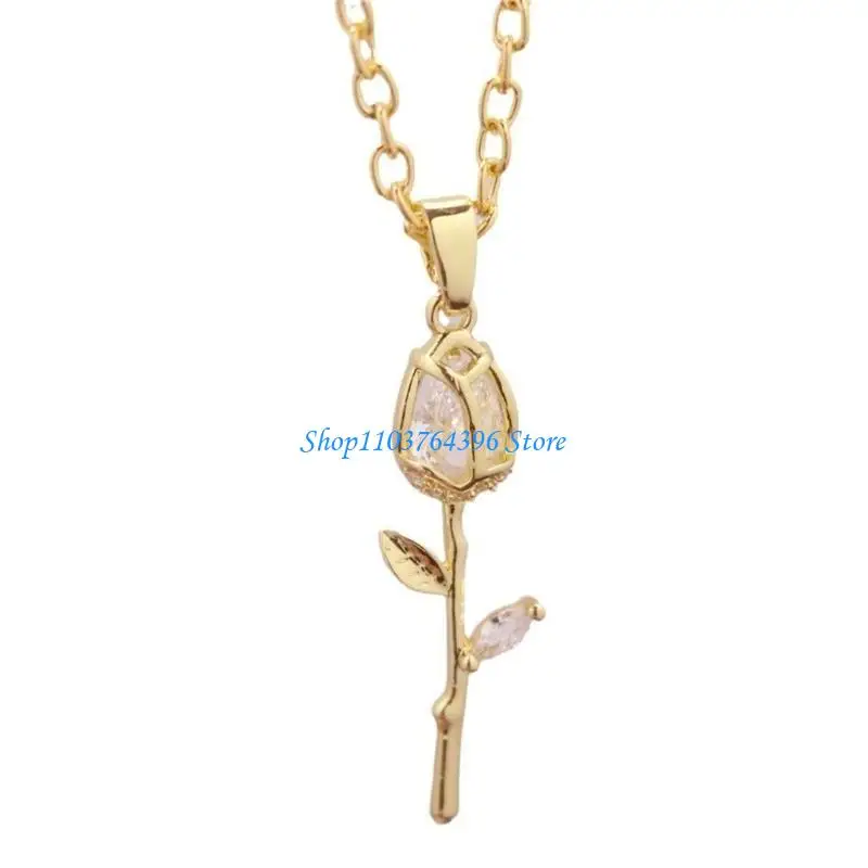 Collier pendentif tulipes en or à mode avec finition en émail détails en pour des styles look sophistiqués