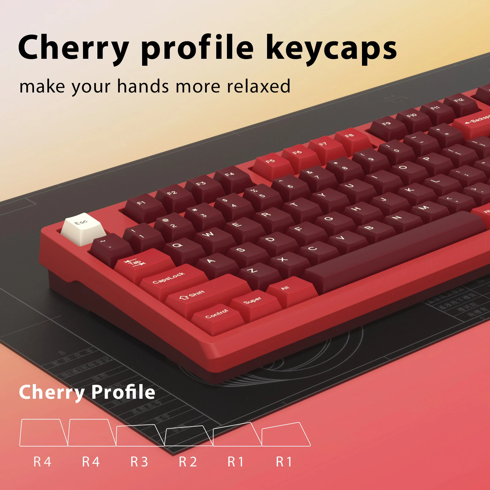 KBDiy 176 Keys Cherry Profile GMK Keycaps PBT GMK Jamón Keycap Double Shot ISO for Mechanical Gaming Keyboard Custom for GMK67