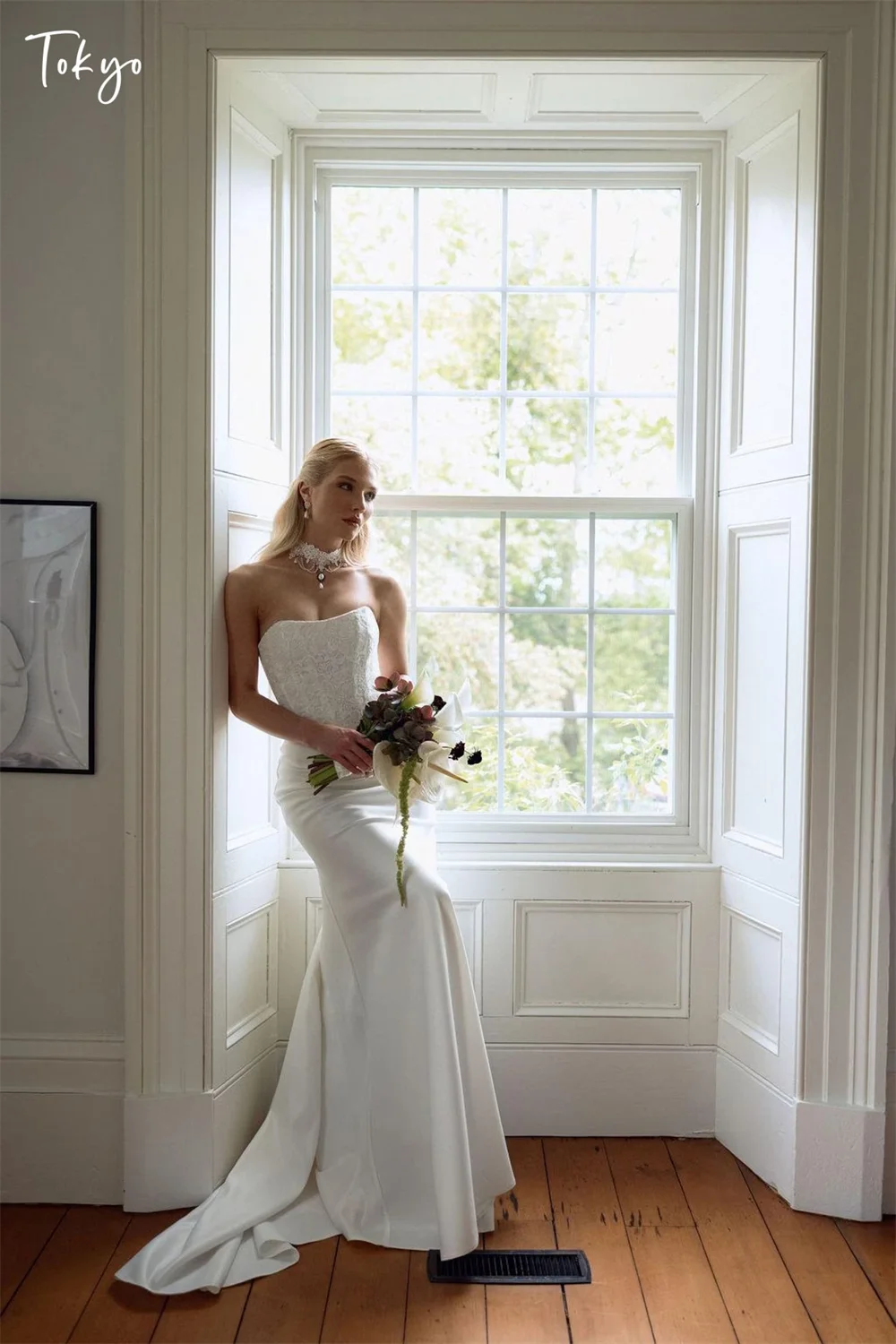 

Белые свадебные платья без бретелек по индивидуальному заказу, свадебное платье без рукавов со шнуровкой сзади и шлейфом, элегантное свадебное платье русалки