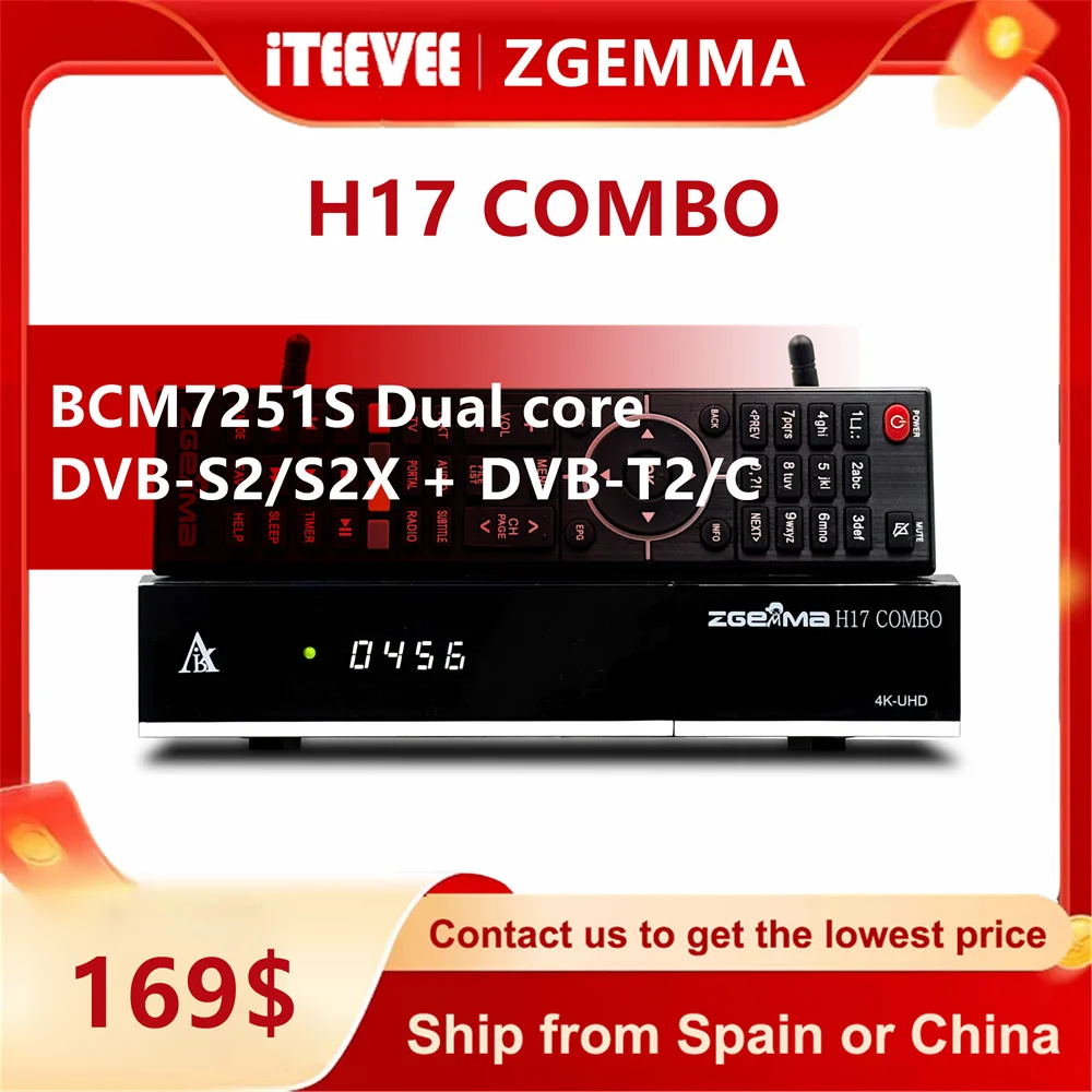 [D] ZGEMMA H17COMBO H17 COMBO Dual-mode Satellite TV Receiver with DVB S2X + DVB T2/C Equipped with Enigma2 Linux