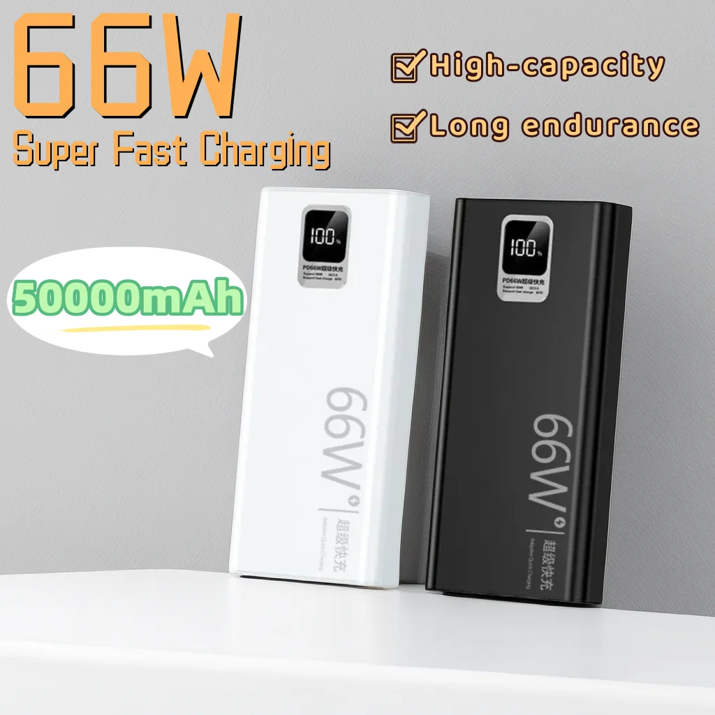 

66W Super fast charging 50000mAh ultra-thin mobile power supply PD20W bidirectional fast charging, Suitable for various phones