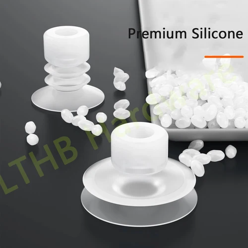 Imagen 2 del producto Ventosa de vacío neumática, ventosa con orificio de montaje de 8mm, silicona blanca para piezas de manipulador de máquina de moldeo por inyección, 10 Uds.