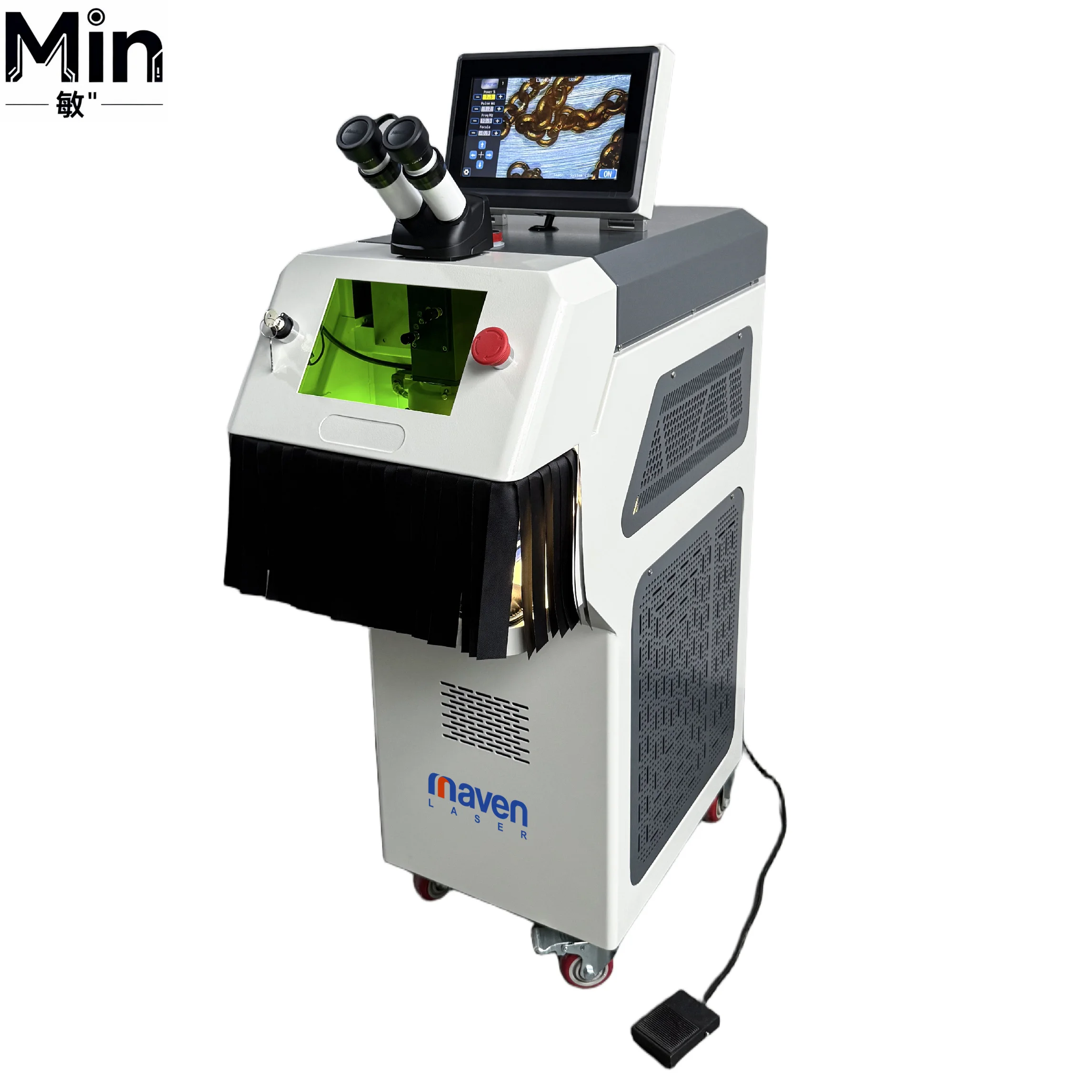 300W High Precision YAG Water Cooled Jewelry Engraving Machine With 10 Inch CCD Microscope For Gold Silver Ring