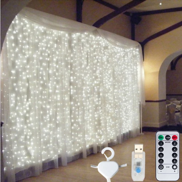 3M USB LED Lampki Girlanda Kurtyna Świetlna na Nowy Rok, Imprezę, Wesele, Boże Narodzenie, do Sypialni, na Urodziny, Dekoracja Domu