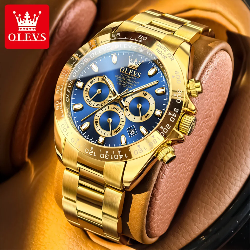 

OLEVS брендовые роскошные автоматические механические часы для мужчин, многофункциональные водонепроницаемые водонепроницаемые мужские часы из нержавеющей стали с датой недели