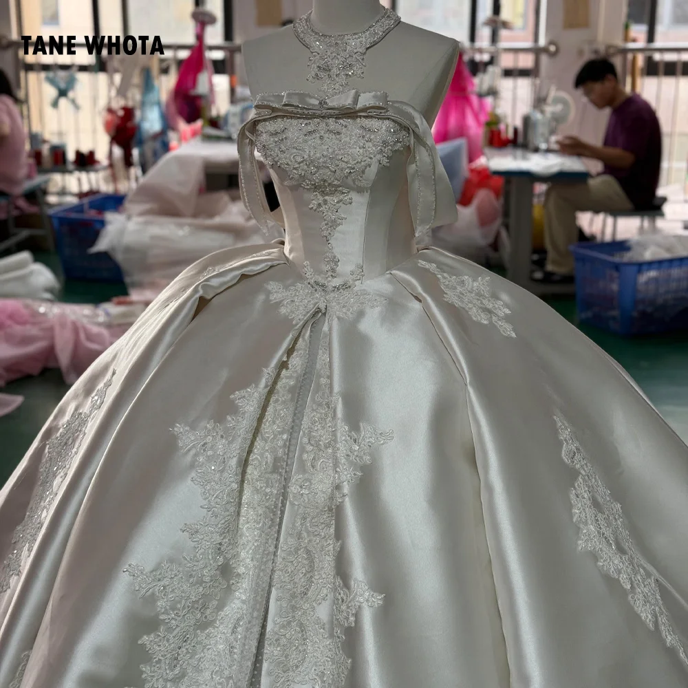 Vestido De Novia Strapless Wedding Dress Lace Up Back Ball Gown Sequined Beading Embroidery Customized Luxury Bridal Dress