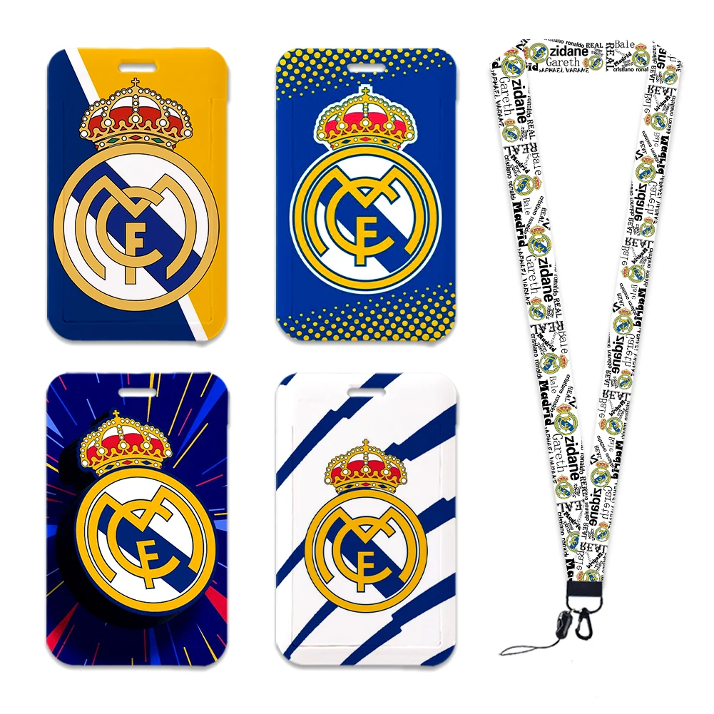 Esportes futebol espanhol pescoço cinta cordão real cartão capa dos desenhos animados titular do crachá cartão de identificação estudantes pendurar corda crianças meninas meninos presentes