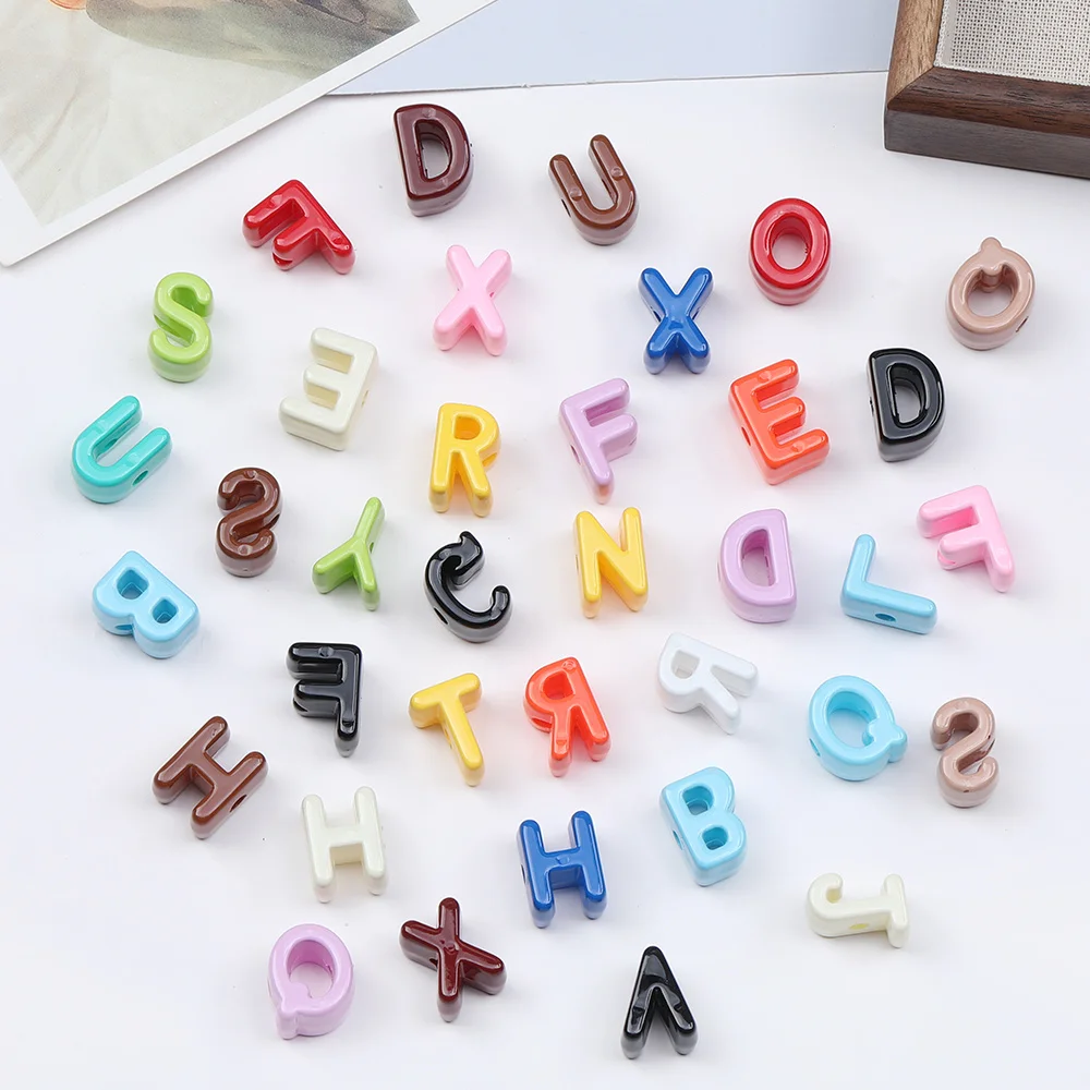 

Cordial Design 100Pcs 14*20MM DIY Beads/Hand Made/Letter Shape/Jewelry Findings & Components/Paint Effect/Acrylic Beads #17760