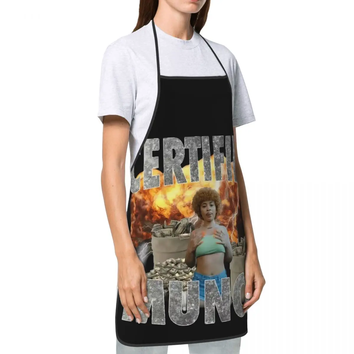 Certified Munch Funny Meme Chef Apron Waterdrop Resistant Adjustable Tie Ice Spice Parody Cooking Kitchen Apron for Men Women