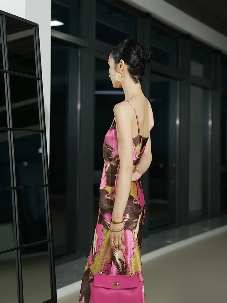 

LemonChen Silk Acetate Series Holiday Aosphere Dync Размытый принт irt f Юбка Dr Ele Sle Faion Комплект для W...