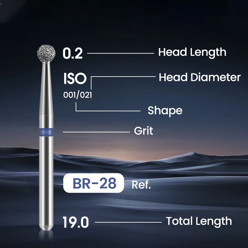 10 pcs/box Corrosion Resistant Dental Diamond Burs 1.6mm Shank, Accurate Controlled Cutting, Withstands High Heat Sterilization