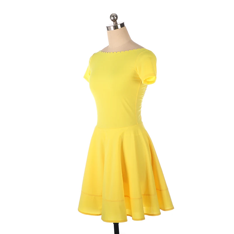 Figure skating costume, performance costume, customized for children, adults, girls, competition dress, yellow backless