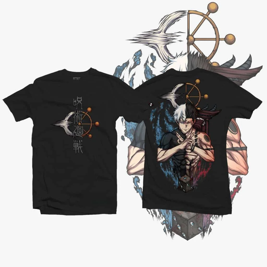 

2026 New Jujutsu Kaisen Ryomen Sukuna Mahoraga Wheel Graphic T-shirt, Unisex Black Oversized Cotton Short Sleeve, Harajuku Tee