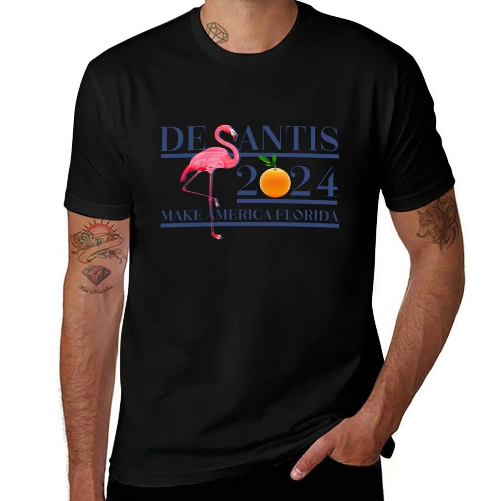 DeSantis 2024 Make America Florida Flamingo T-Shirt cotton t-shirt plain for man package T-Shirt