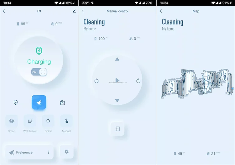 شفاط التنظيف المنزلي روبوت مكنسة كهربائية قوية لخزان المياه بالشفط