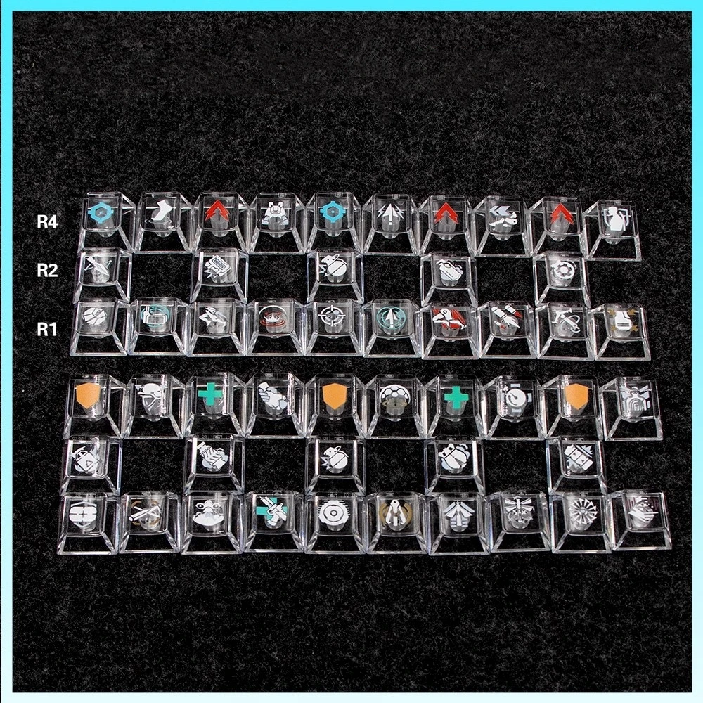 1 Set Delta Force Skill Personality Keycaps Transparent Cherry Profile PC Material Key Caps For MX Switch Keyboard DIY Keycap