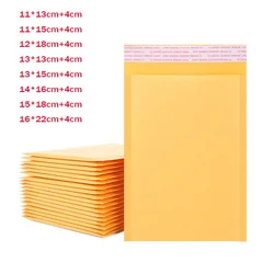 50 partes/pacote Poly Bubble Filled Mailing Kraft Envelopes para Livro Mailing Gift Embrulho Ziplock Bags Bubble Gold Vários tamanhos