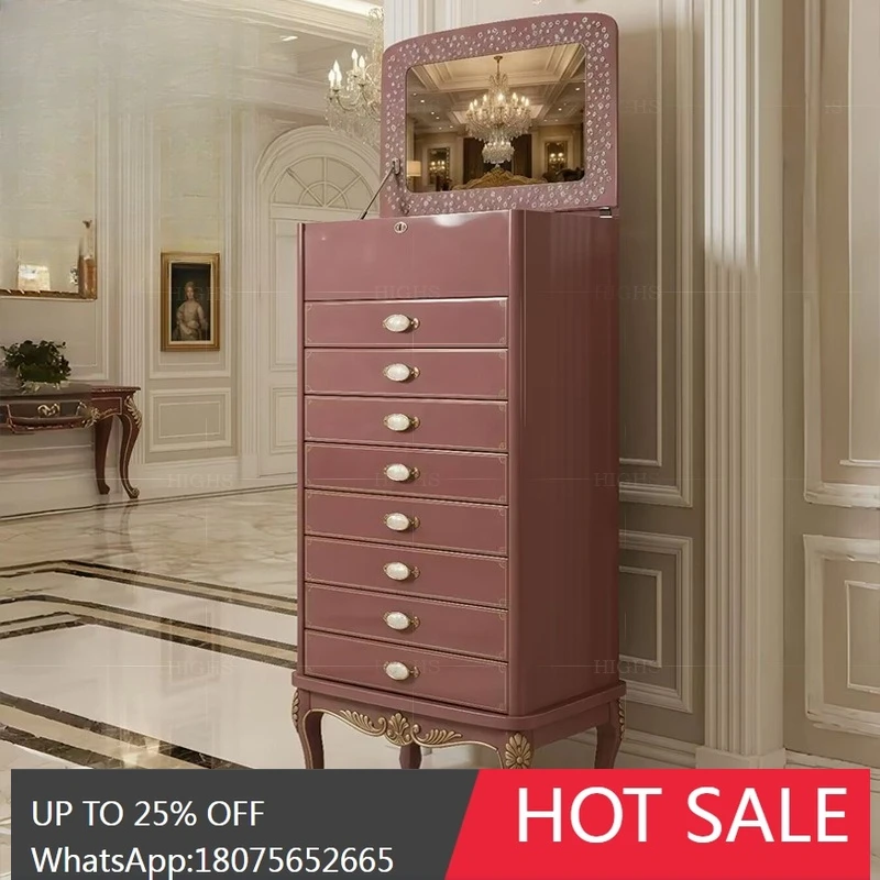 MJY European Classical Luxury Cabinet Solid Wood Moon Shell Jewelry Cabinet Customization