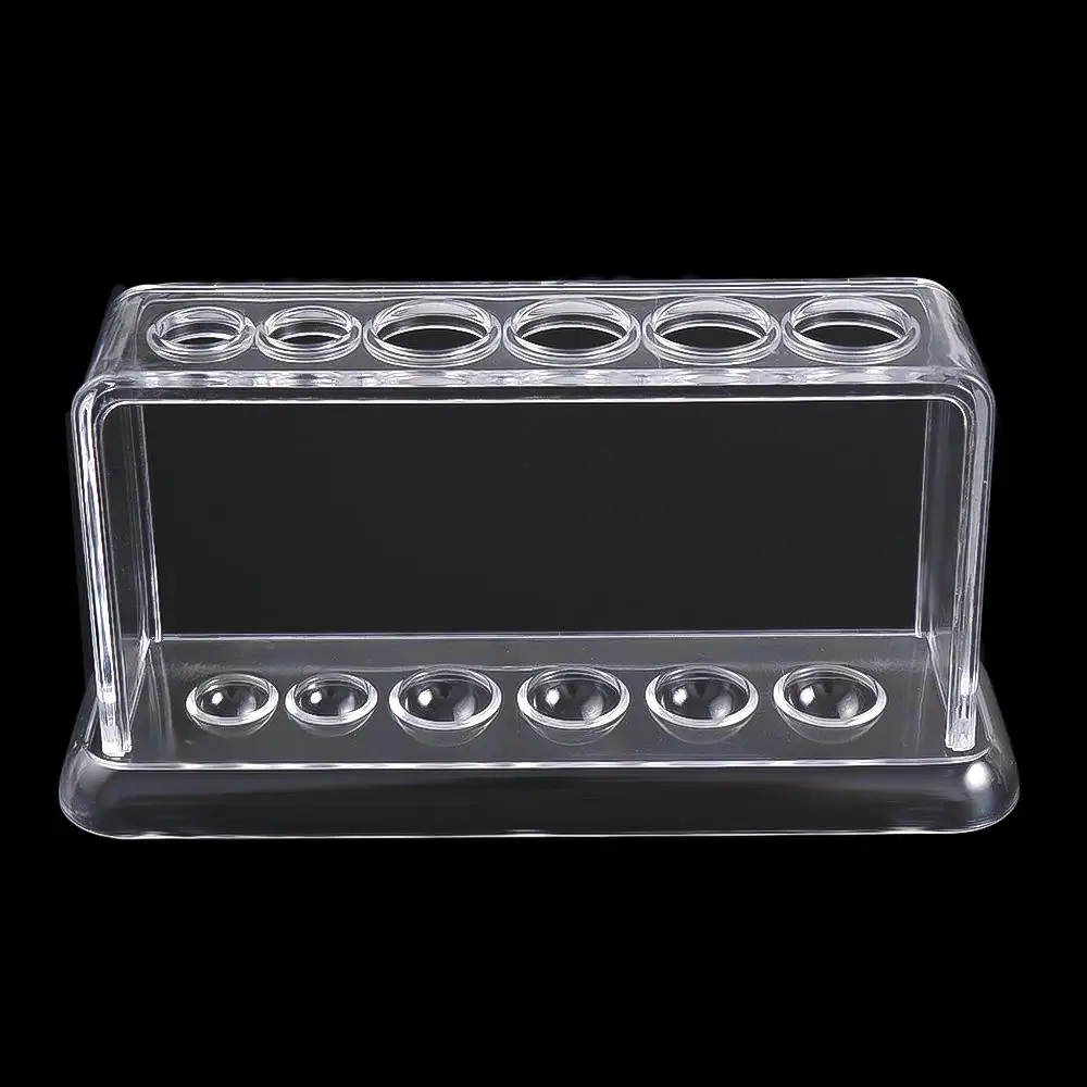 School Supply Lab Equipment 16.7*8*3cm 6 Holes Clear Transparent Test Tube Stand Burette Shelf Test Tube Holder Test Tube Rack
