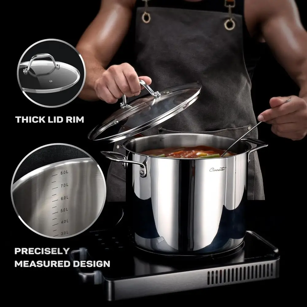 18/10 Stainless Steel 11-Piece Cookware Set with Steamer and Cool Handles, Dishwasher Safe