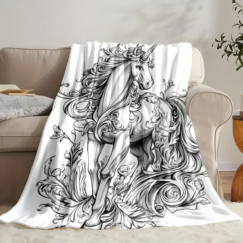 Mixed Leopard Zebra Animal Skin Print Flannel Throw Blanket, Soft Wild Animal Blanket for Sofa Bed Modern Home Decor
