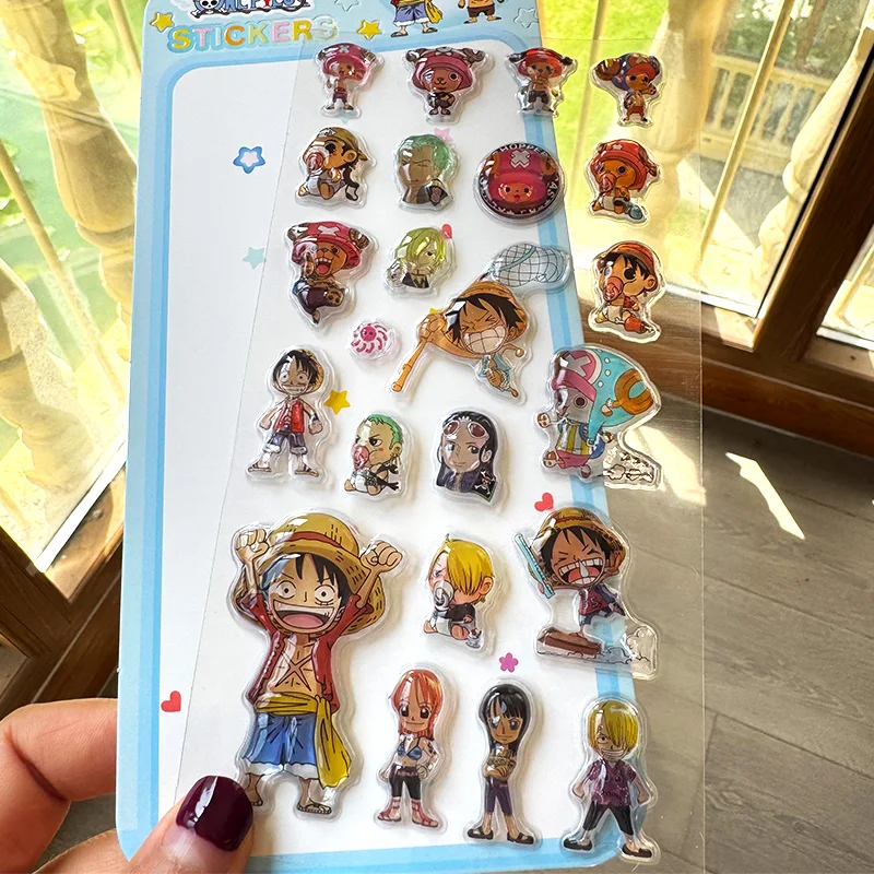 Japanese Style Cute One Piece Sticker Cartoon Monkey D Luffy 3D Relief Crystal Sticker Student Diy Phone Case Reward Toys Gift view 5