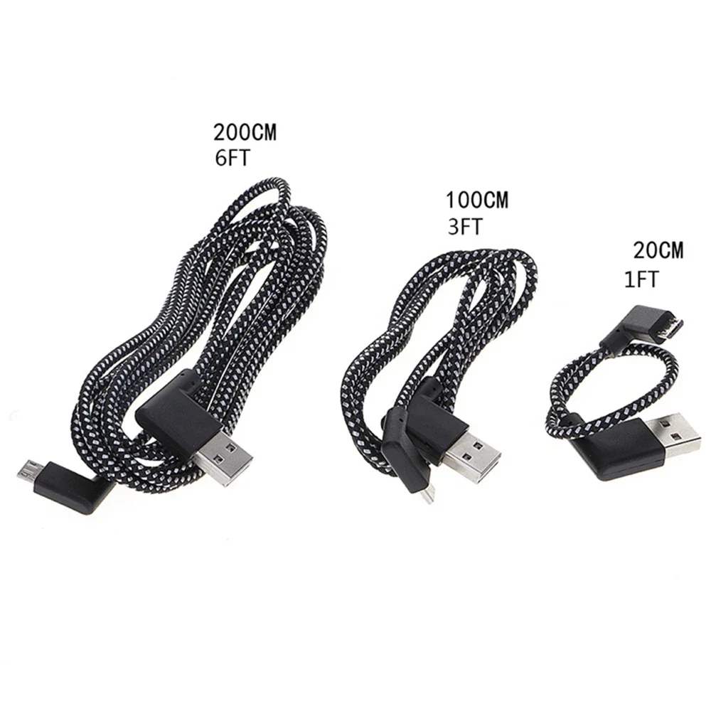 USB 2.0 to micro USB Cable 90° Plug USB 3.1 Type-C Fast Charging Data Cable for All Type C Device Nylon Braided Cables