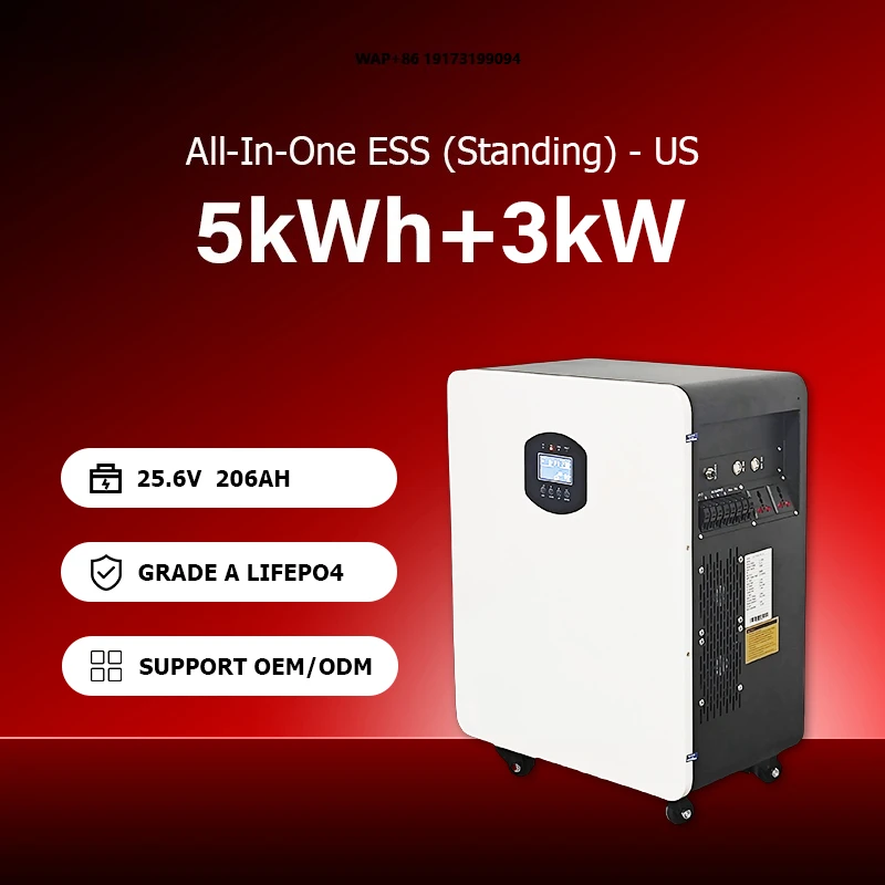 Solar Generator Station Factory Floor Standing US 5kWh 3kW LiFePO4 Lithium Battery Pure Sine Wave Inverter for Solar Car Use