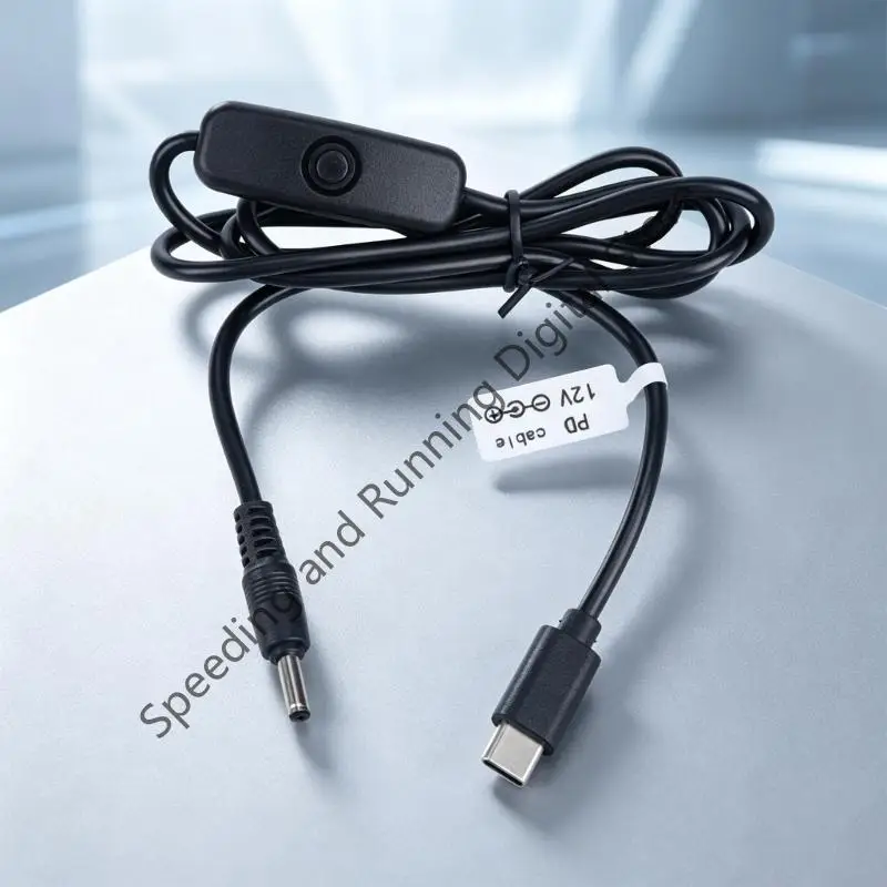 12V USB C Type C to Power Adapter Cable Type C to 3.5*1.35mm line Converter with On Off for Router Mini Fan Speaker 100cm