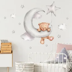 Moon Cloud Big Wall Stickers For Kids Rooms Boys Stars Large Wall Stickers For Children's Room Bear Bedroom Decoration