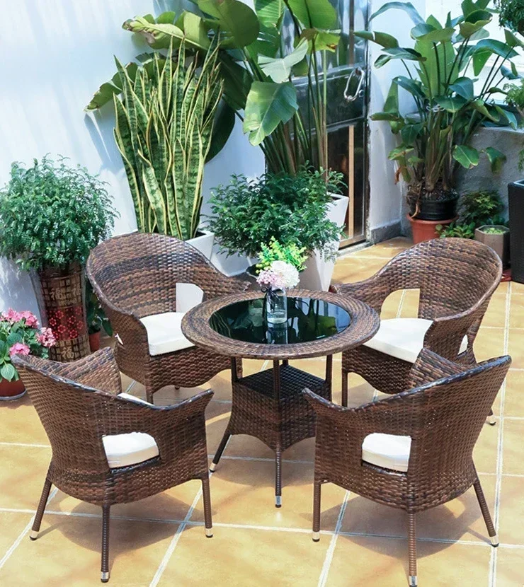 

Outdoor Tables, Chairs, Garden Vine Chairs, Outdoor Five Piece Combination Household Waterproof Tea Table